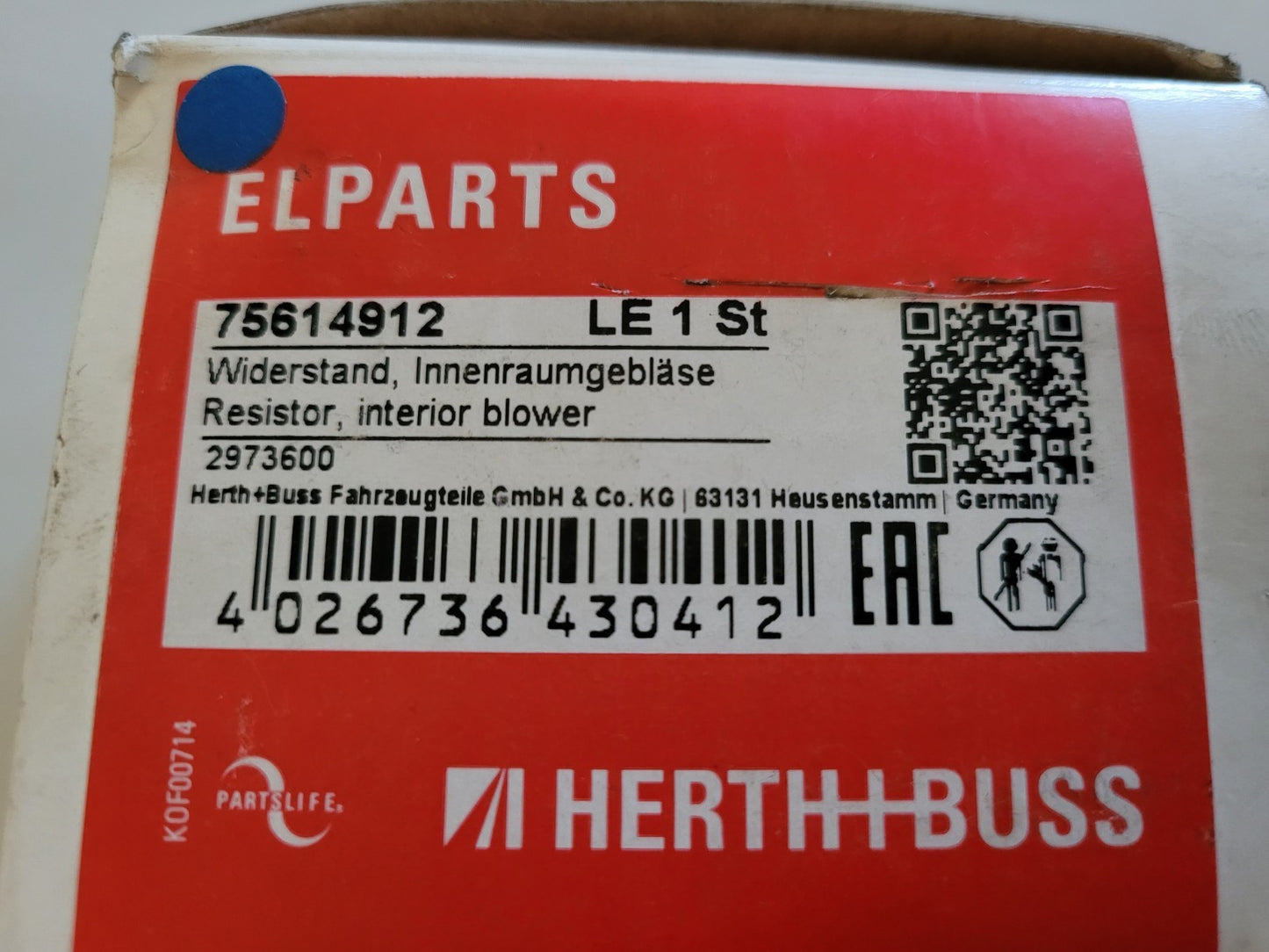 Résistance De Pulseur D'air Habitacle Elparts 75614912 Peugeot Citroen (#AUT155)