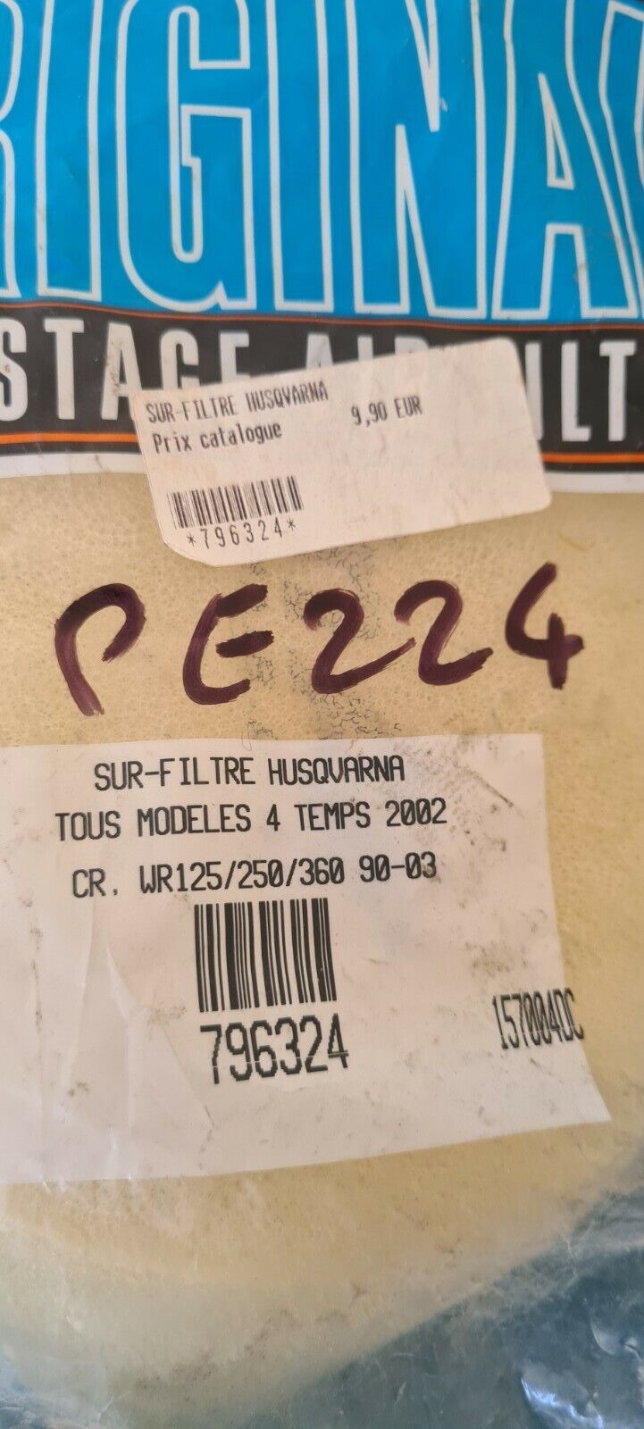 Couvre Filtre à air husqvarna 125 250 360 WR de 90 à 2003 (code PE224)