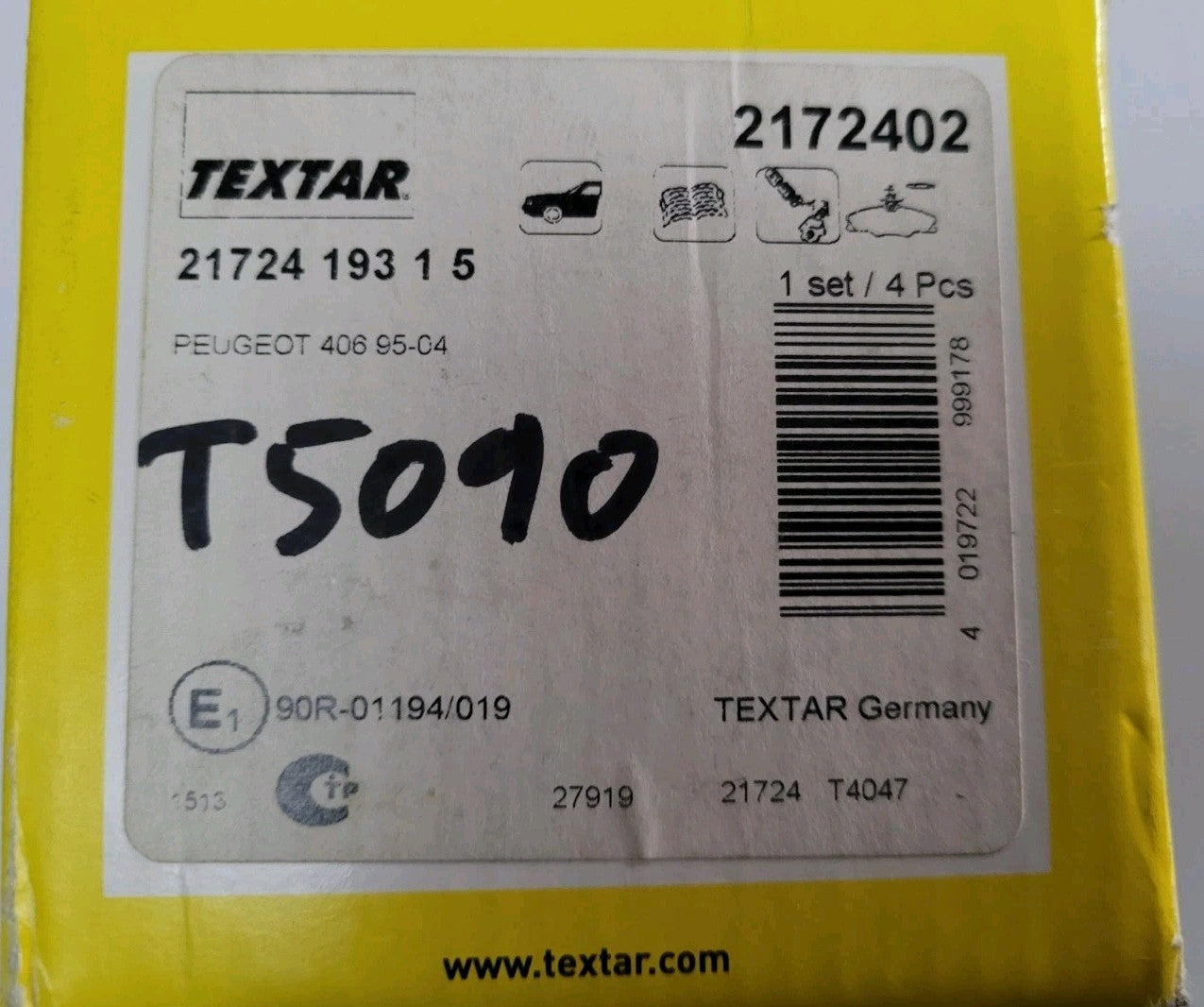 Jeu De Plaquettes TEXTAR 272402 Citroën Peugeot (#AUT115)