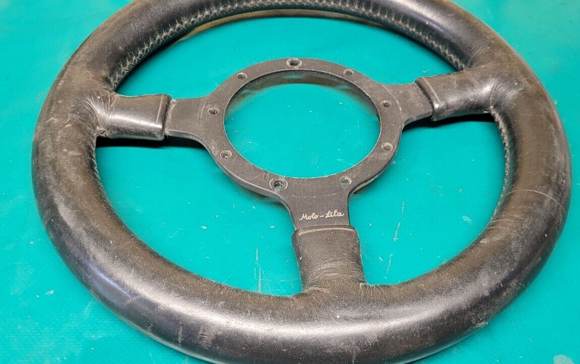Volant Moto-lita Cuir Authentique Env D270mm à Restaurer (24192)