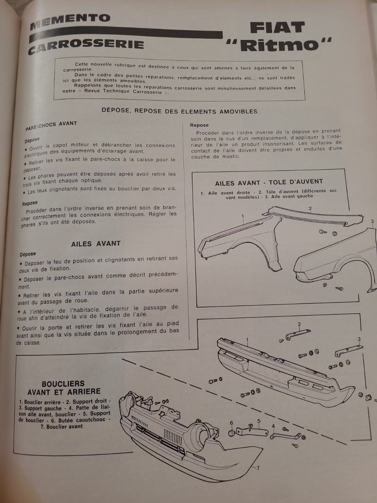 RTA Revue Technique Automobile Chrysler Horizon Simca Fiat Ritmo 1979 (Liv165)