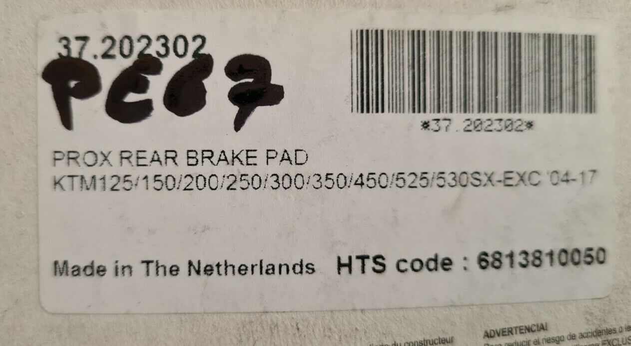 Plaquettes ktm sx exc 04 a 17.. voir fiche détail sur photo 2 (code PE67)