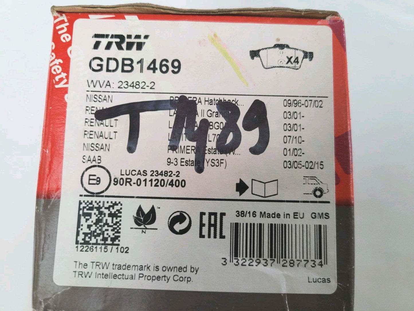 Jeu De Plaquettes TRW Ford Nissan Opel Volvo GDB1469 (#AUT102)