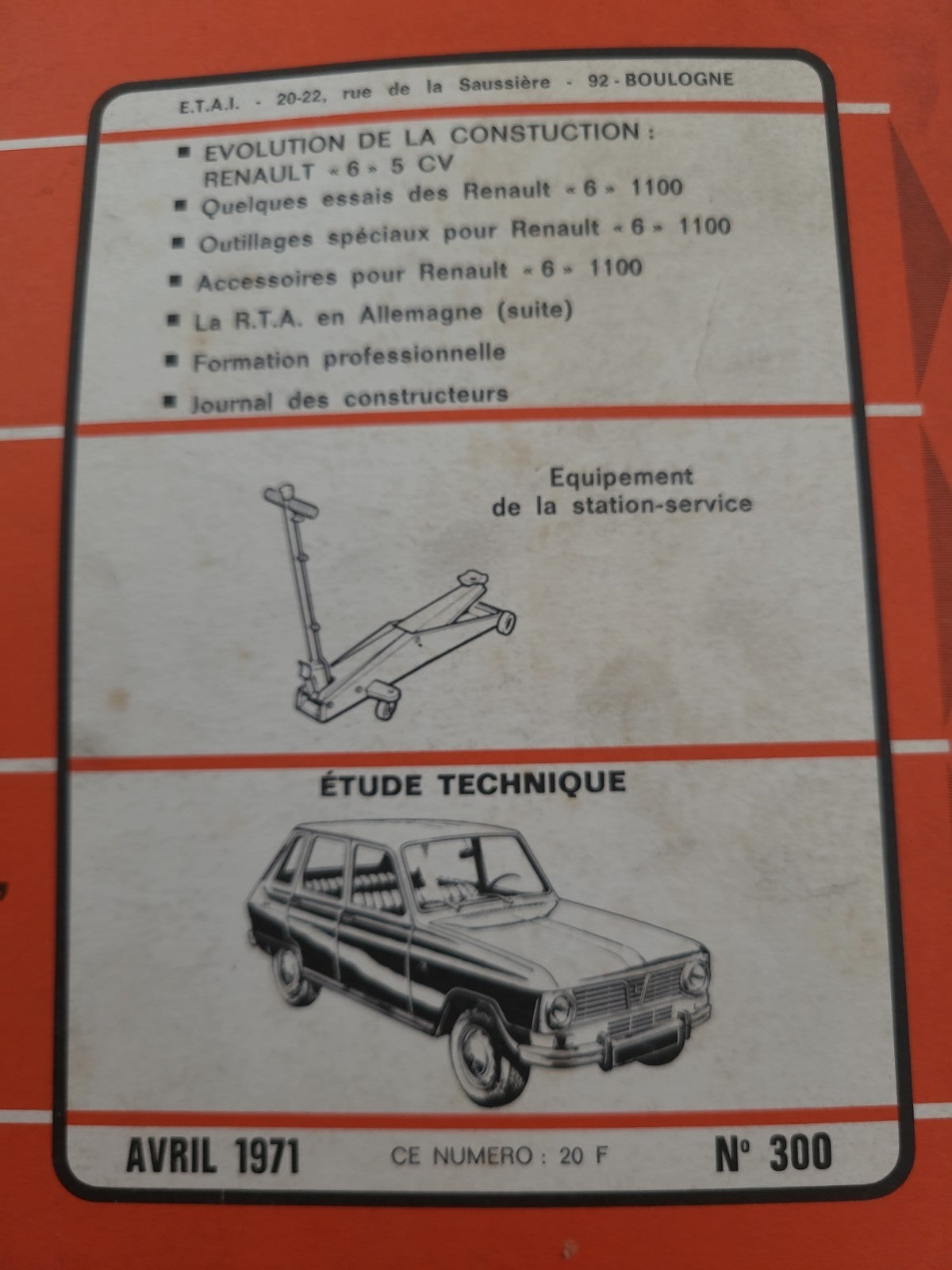 RTA Revue Technique Automobile Renault 6 TL 1100 1971 (Liv166)