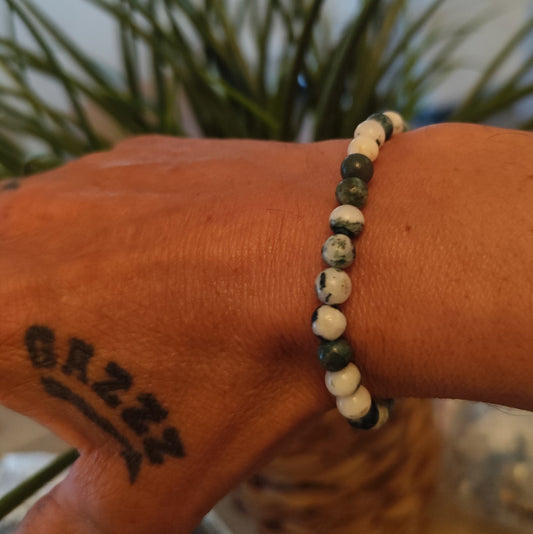 Bracelet Extensible Perles 6mm Agate Et Ambre (Min9)