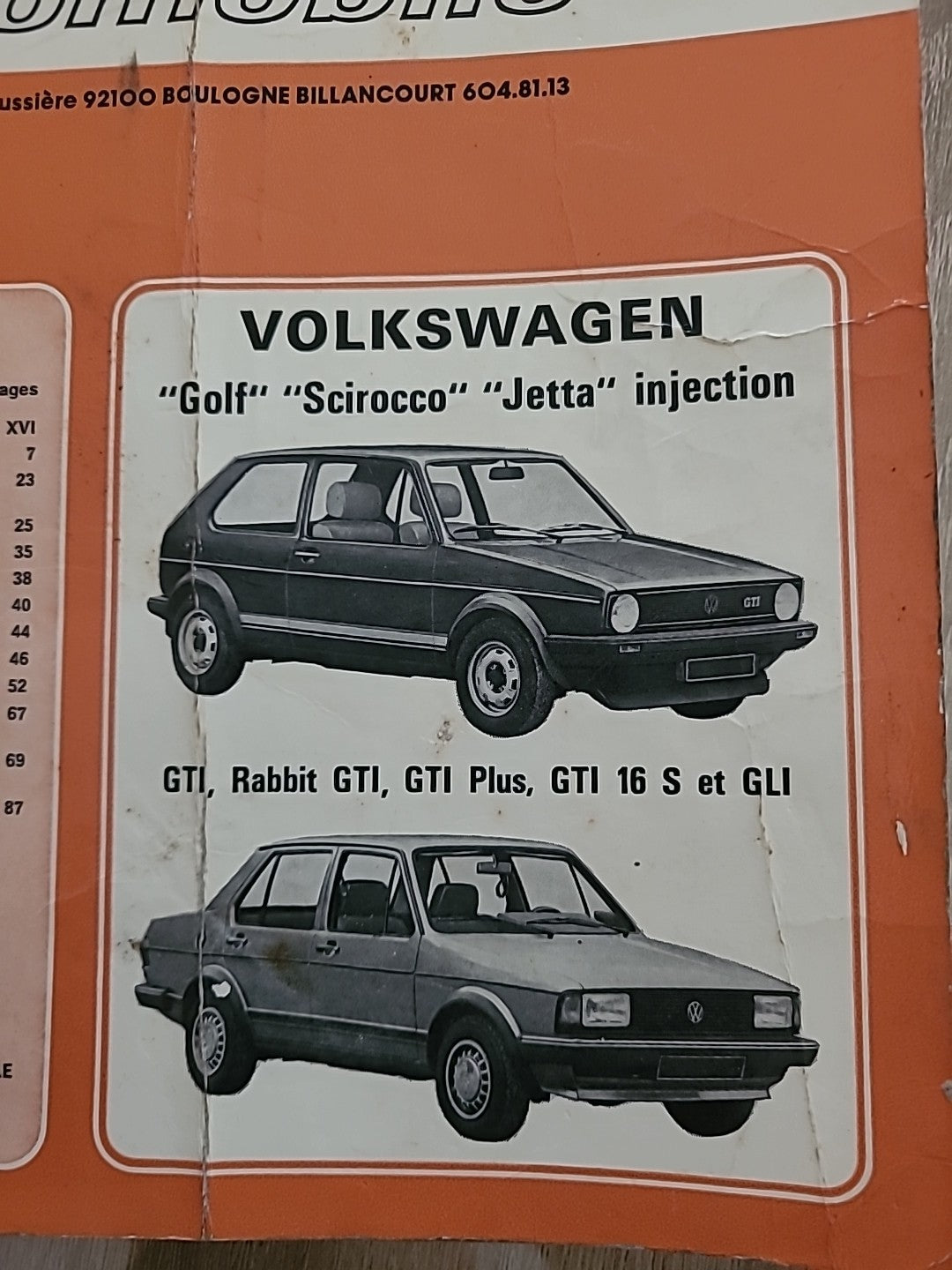 Revue Technique VW GOLF GTI SCIROCCO 16S RTA de 113 pages (Liv44)