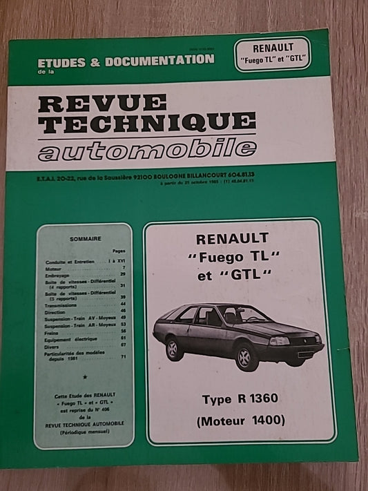 Revue Technique Renault FUEGO RTA de 90 pages (Liv34)