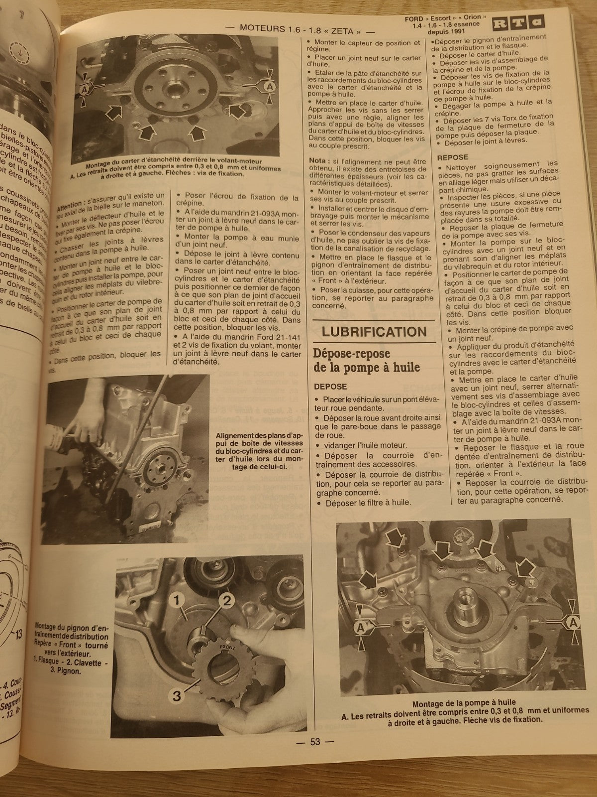 RTA Revue Technique Automobile Ford Escort Et Orion Essence 1993 (Liv198)