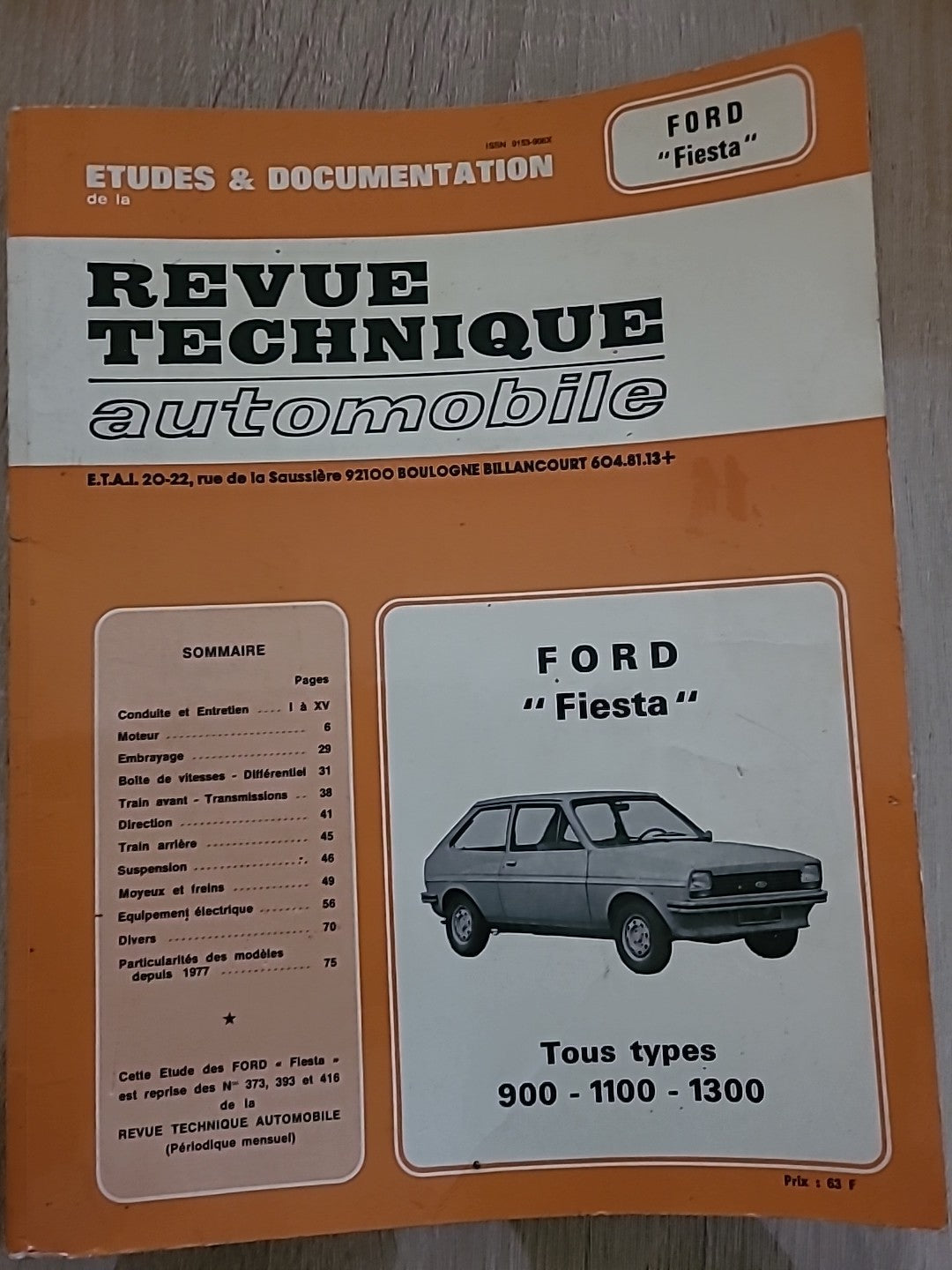 Revue Technique FORD FIESTA de 94 pages (Liv56)