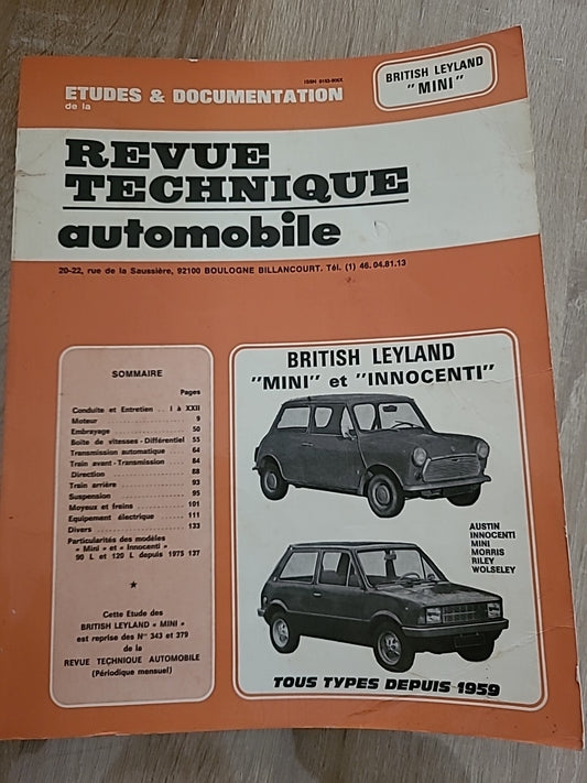 Revue Technique MINI ET  INNOCENTI RTA de 161 pages (Liv46)