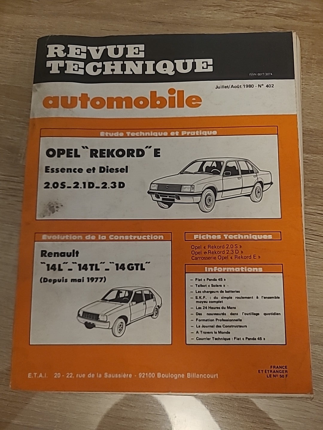Revue Technique Auto Opel Rekord E Essence Et Diesel RTA de 196 pages (Liv101)