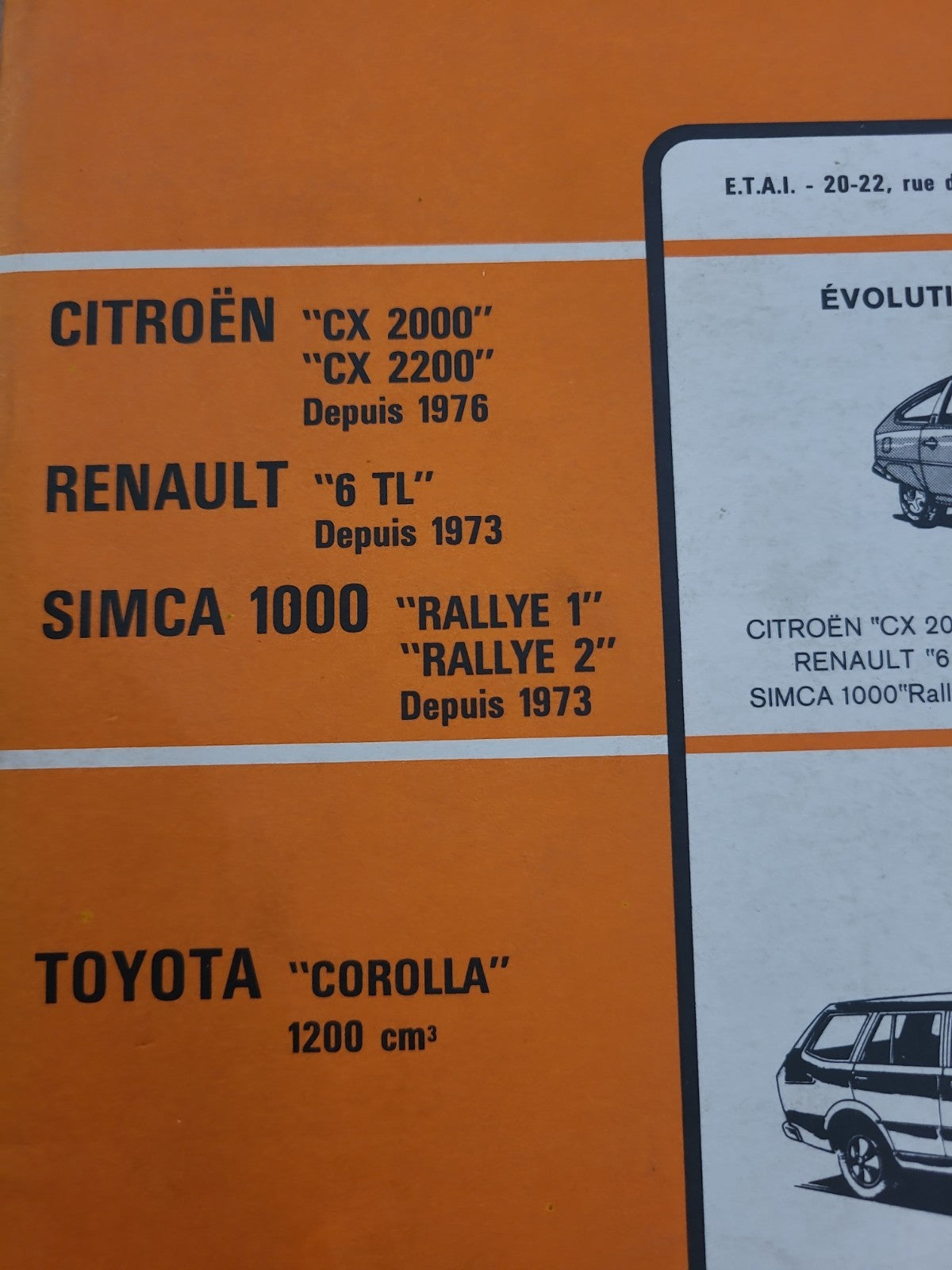 RTA Revue Technique Automobile Citroën CX Renault 6 Simca 1000 1977 (Liv164)