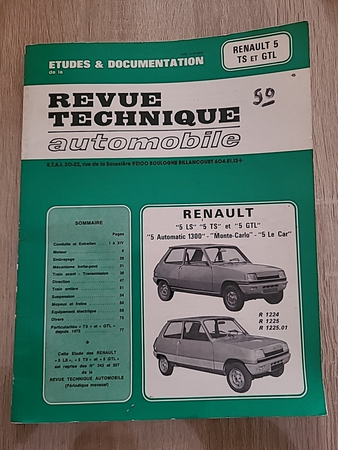 Revue Technique RENAULT 5 TS GTL RTA de 129 pages (Liv48)