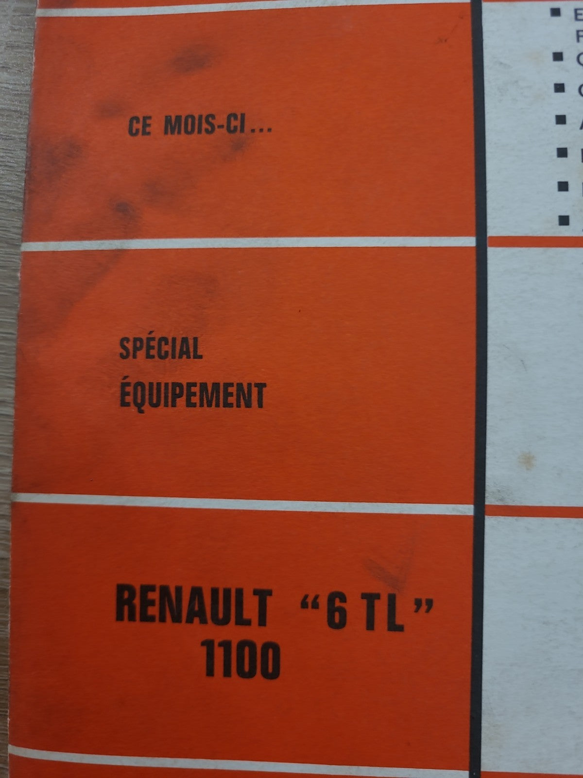 RTA Revue Technique Automobile Renault 6 TL 1100 1971 (Liv166)
