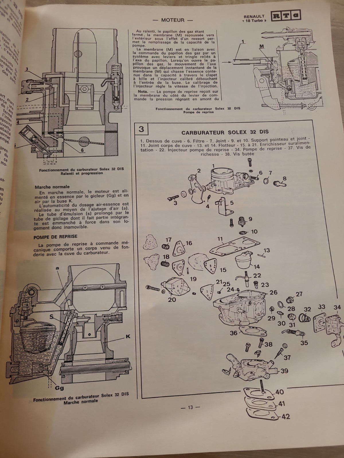 RTA Revue Technique Automobile Renault 18 Turbo R 1345 1982 (Liv171)