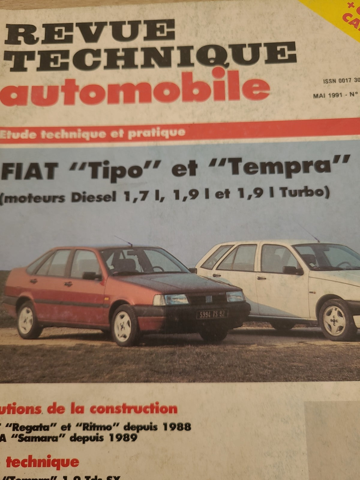 RTA Revue Technique Automobile Fiat Tipo Et Tempra Diesel 1991 (Liv196)
