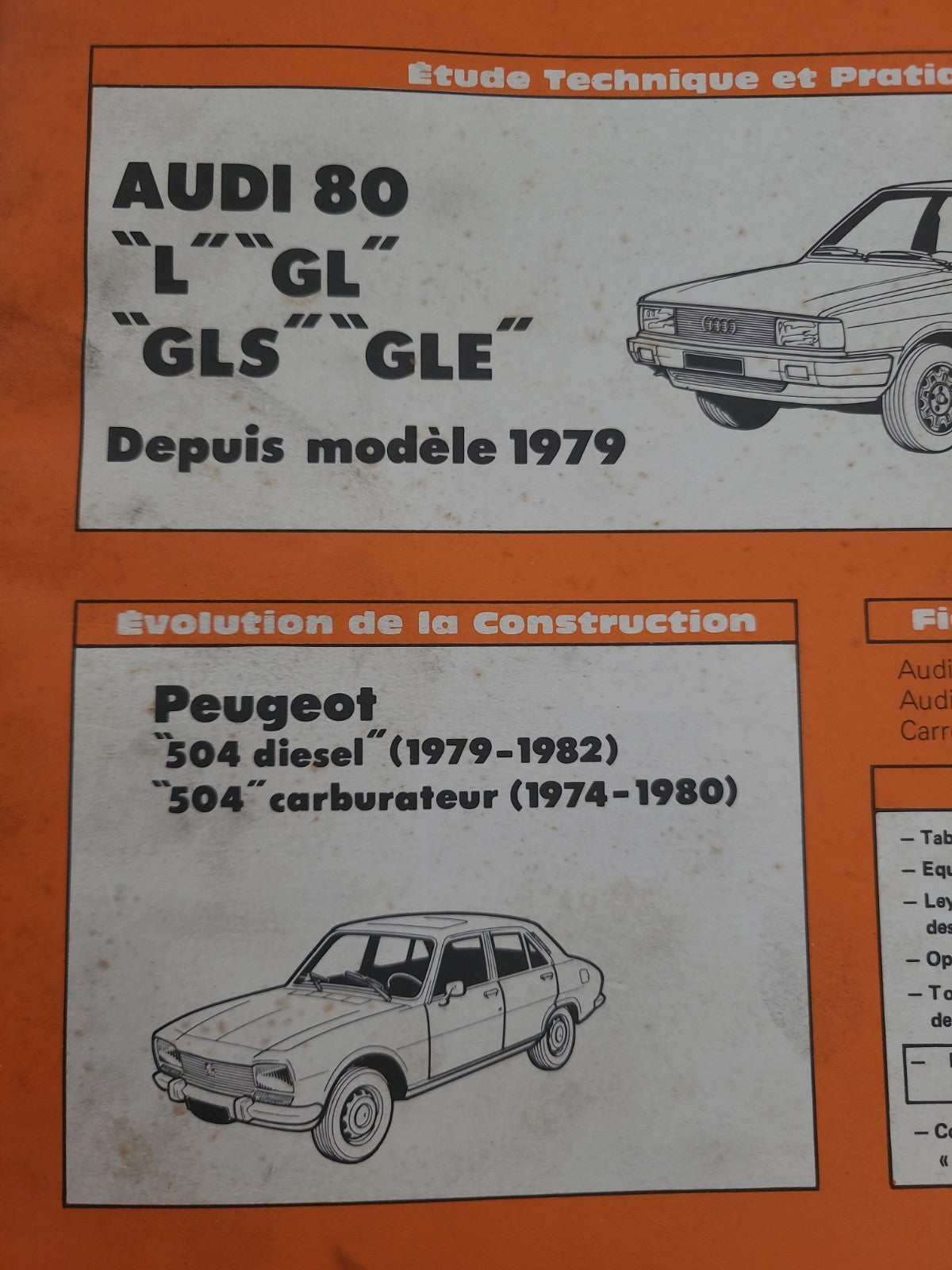 RTA Revue Technique Automobile 504 D Audi 80 GL 1981 (Liv163)