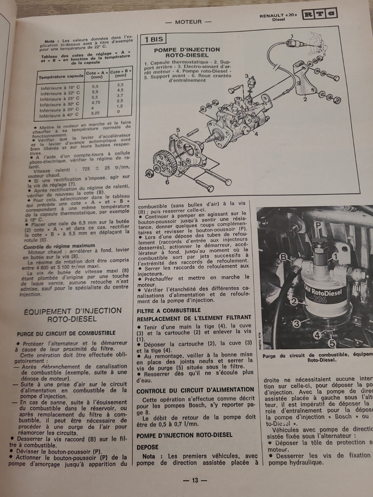 RTA Revue Technique Automobile Renault 20 Diesel Fiat 131 1981 (Liv169)