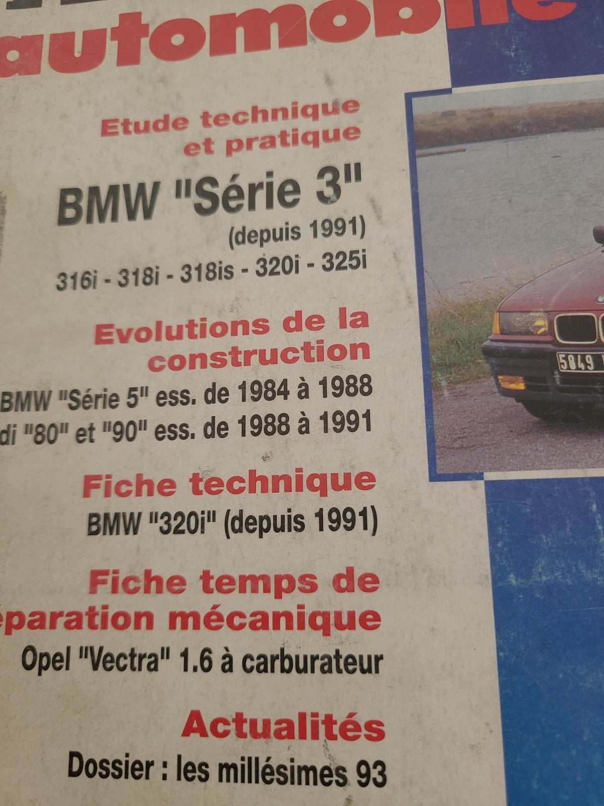 RTA Revue Technique Automobile BMW Série 3 Essence 1992 (Liv209)