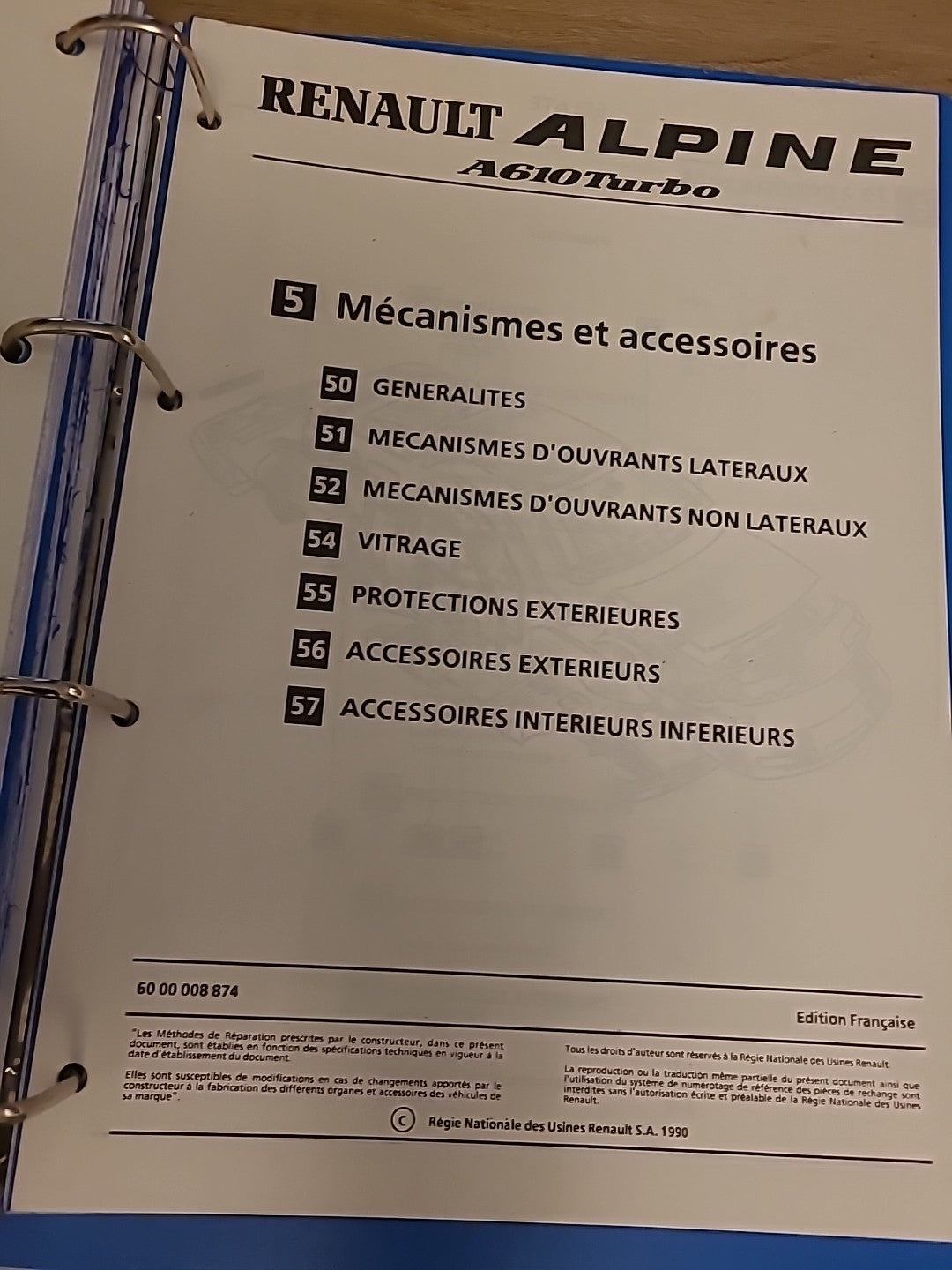 Classeur Collector MR298 ALPINE A 610 TURBO RENAULT 60 008 864 (Liv111)