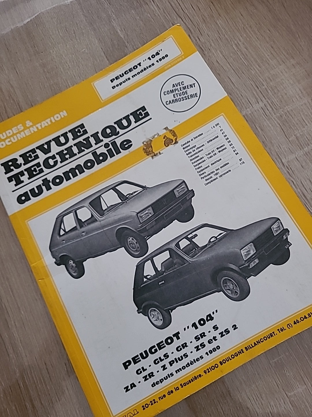 Revue Technique PEUGEOT 104 RTA de 129 pages (Liv30)