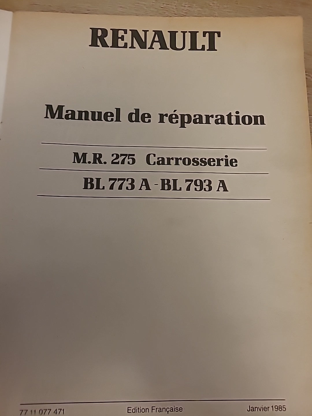 Collector Manuel De Réparation 1985 RENAULT JEEP CHEROKEE Mr275  (Liv117)