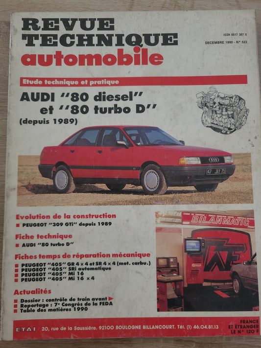 RTA Revue Technique Automobile Audi 80 Diesel Et Turbo Diesel 1990 (Liv202)