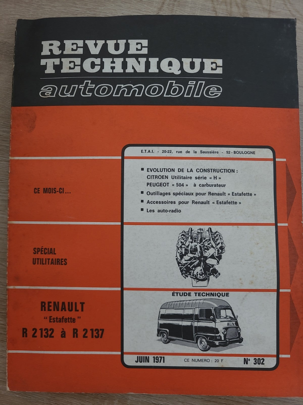 RTA Revue Technique Automobile Renault Estafette R2132 R2137 1971 (Liv160)