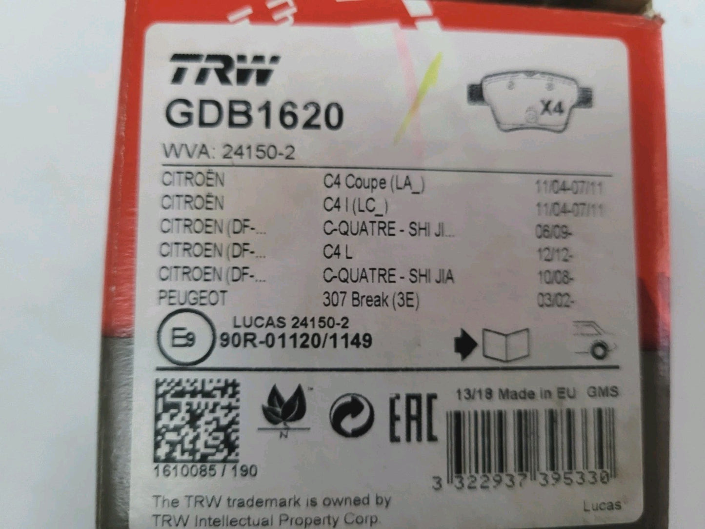 Jeu De Plaquettes TRW Citroën Peugeot C4 307 GDB1620 (#AUT123)