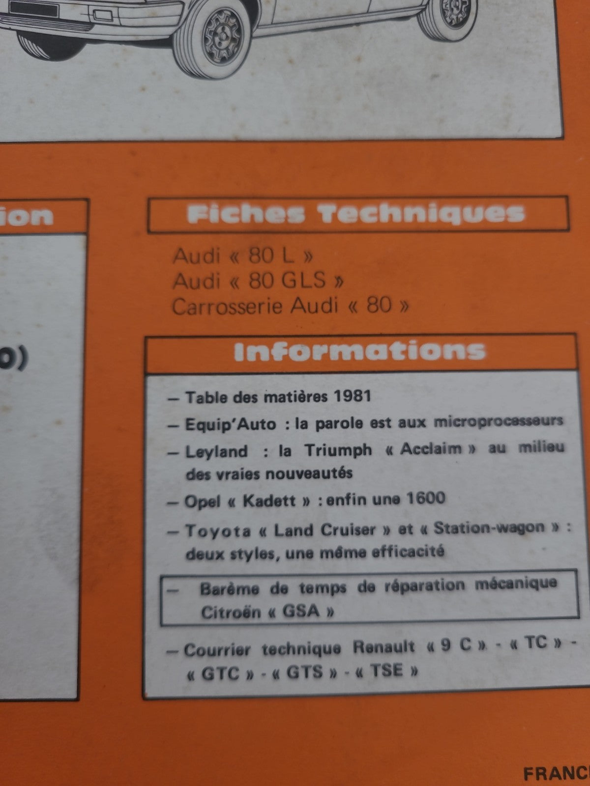 RTA Revue Technique Automobile 504 D Audi 80 GL 1981 (Liv163)