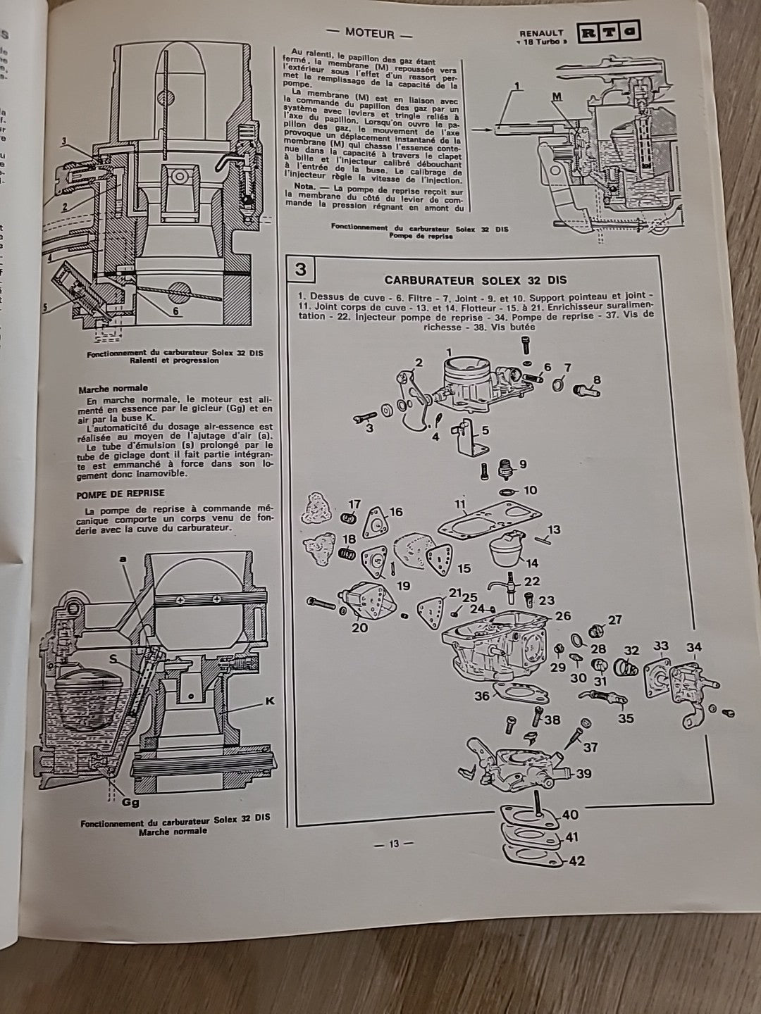 Revue Technique RENAULT 18 TURBO R1345  RTA de 90 pages (Liv42)
