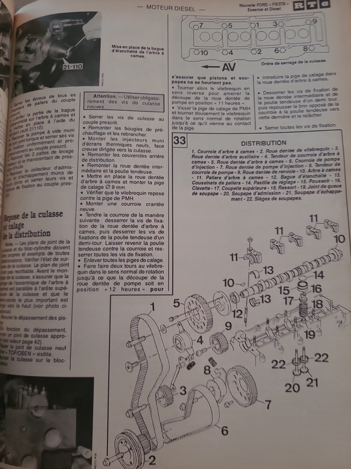 RTA Revue Technique Automobile Ford Fiesta Essence Et Diesel 1990 (Liv217)