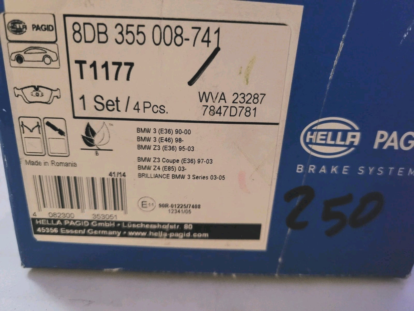 Jeu Plaquettes NEUF BMW Avant E36 Z46 Z3 WVA23287 8020584050248 (#AUT250)