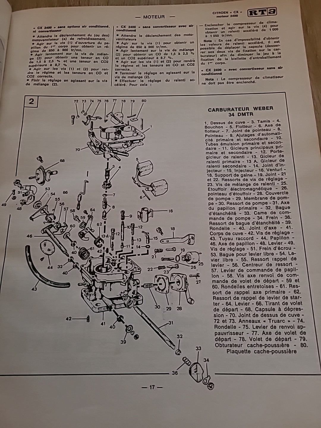 Revue Technique CITROEN CX 2400 RTA de 116 pages (Liv60)