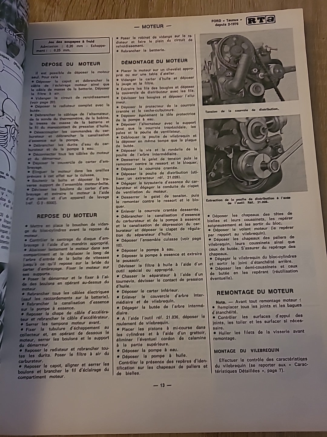 Revue Technique Auto FORD TAUNUS 1976 RTA de 94 pages (Liv76)