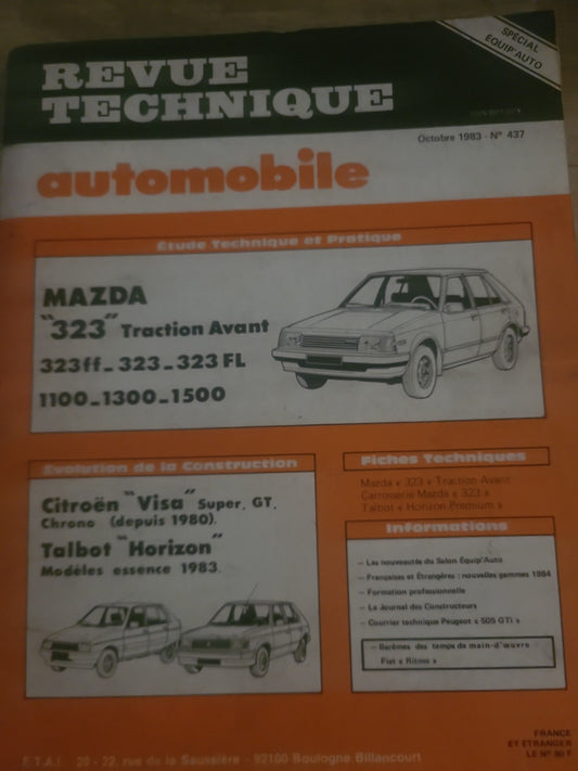 RTA Revue Technique Automobile Mazda 323 Traction Livre Ancien 1983 (Liv245)