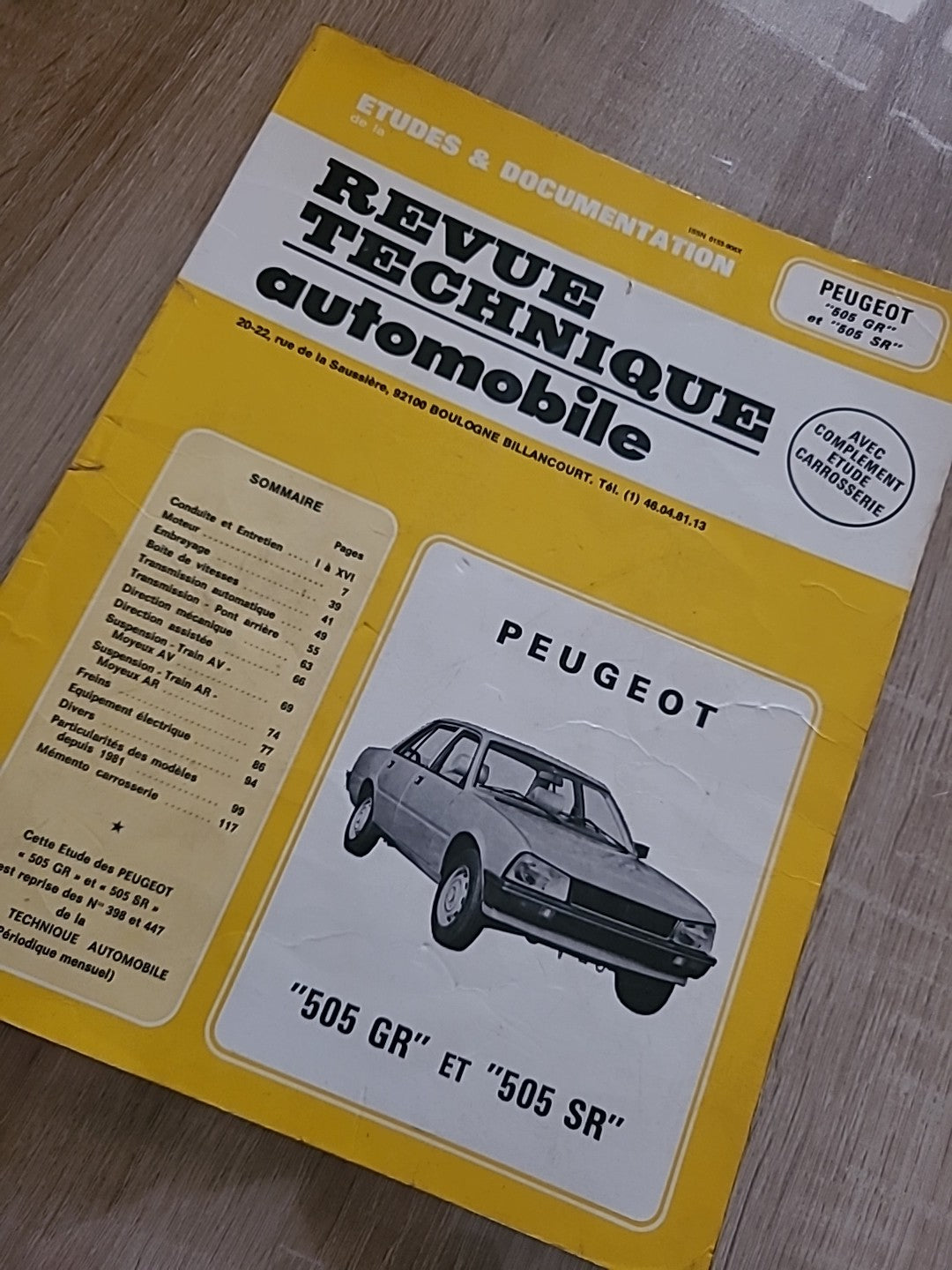 Revue Technique PEUGEOT 505 Gr Sr RTA de 123 pages (Liv40)