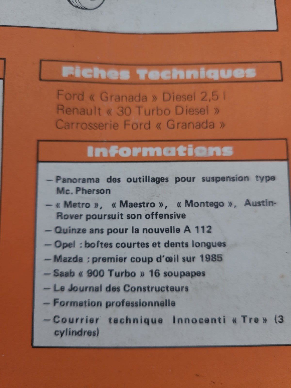 RTA Revue Technique Automobile Ford Granada Diesel 1984 (Liv158)
