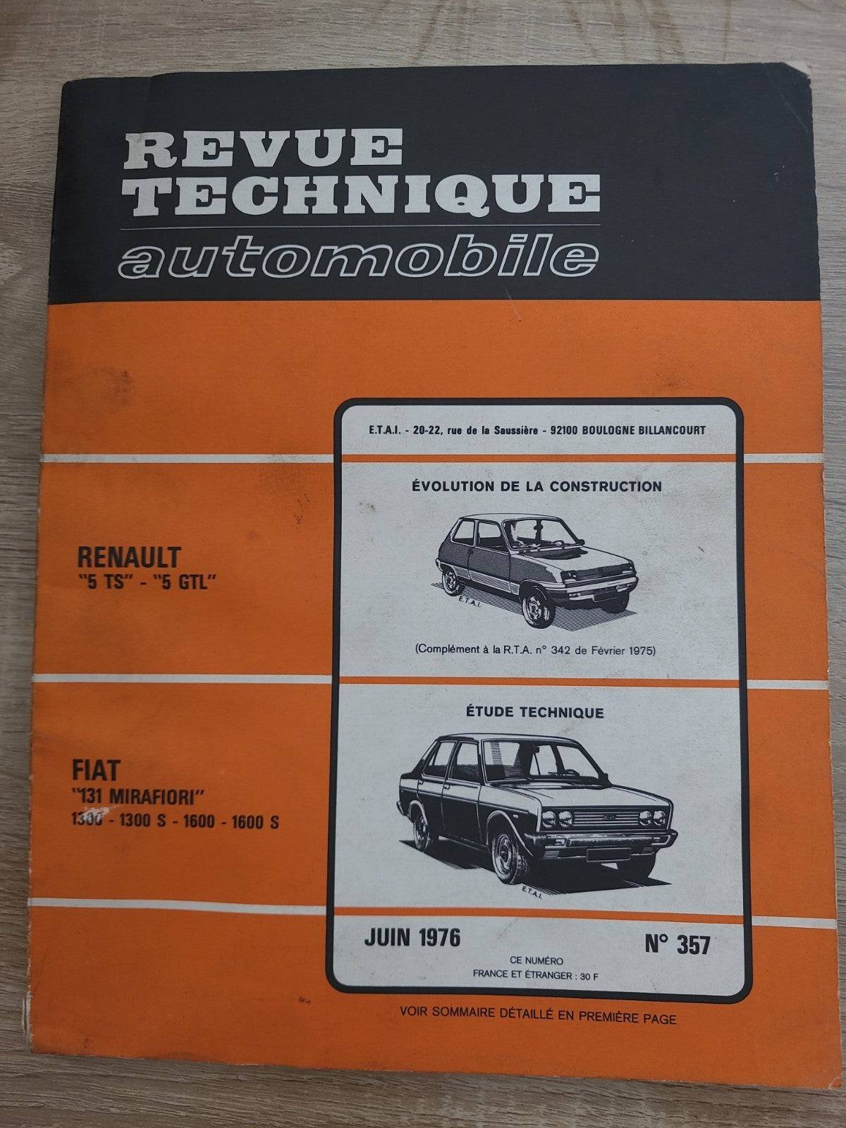RTA Revue Technique Automobile Renault 5 Fiat 131 1976 (Liv159)