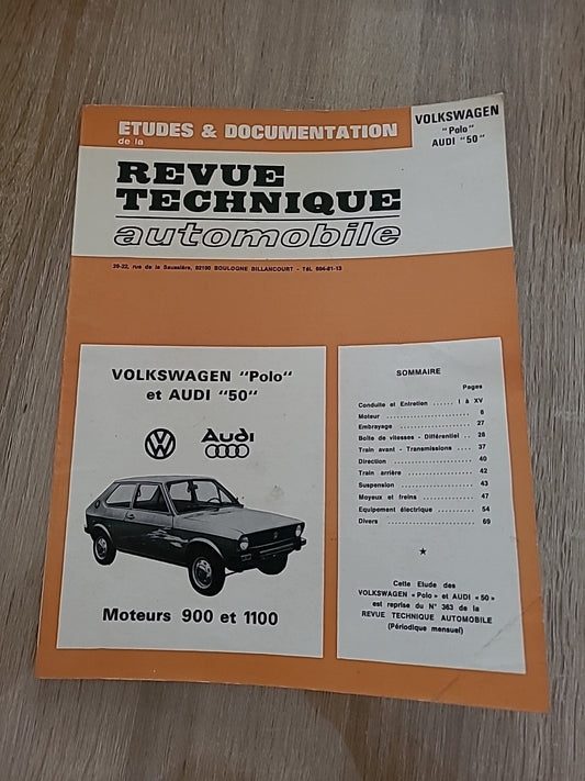 Revue Technique VW  POLO 1 AUDI 50 RTA de 70 pages (Liv25)