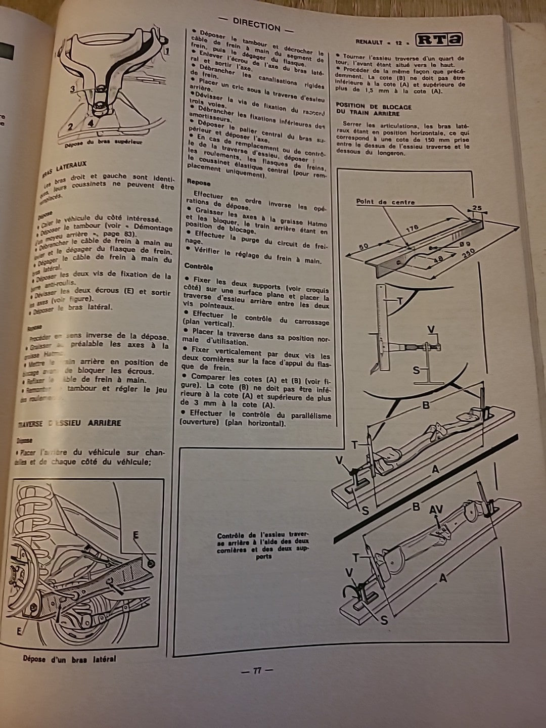 Revue Technique RENAULT 12 RTA de 118 pages (Liv72)