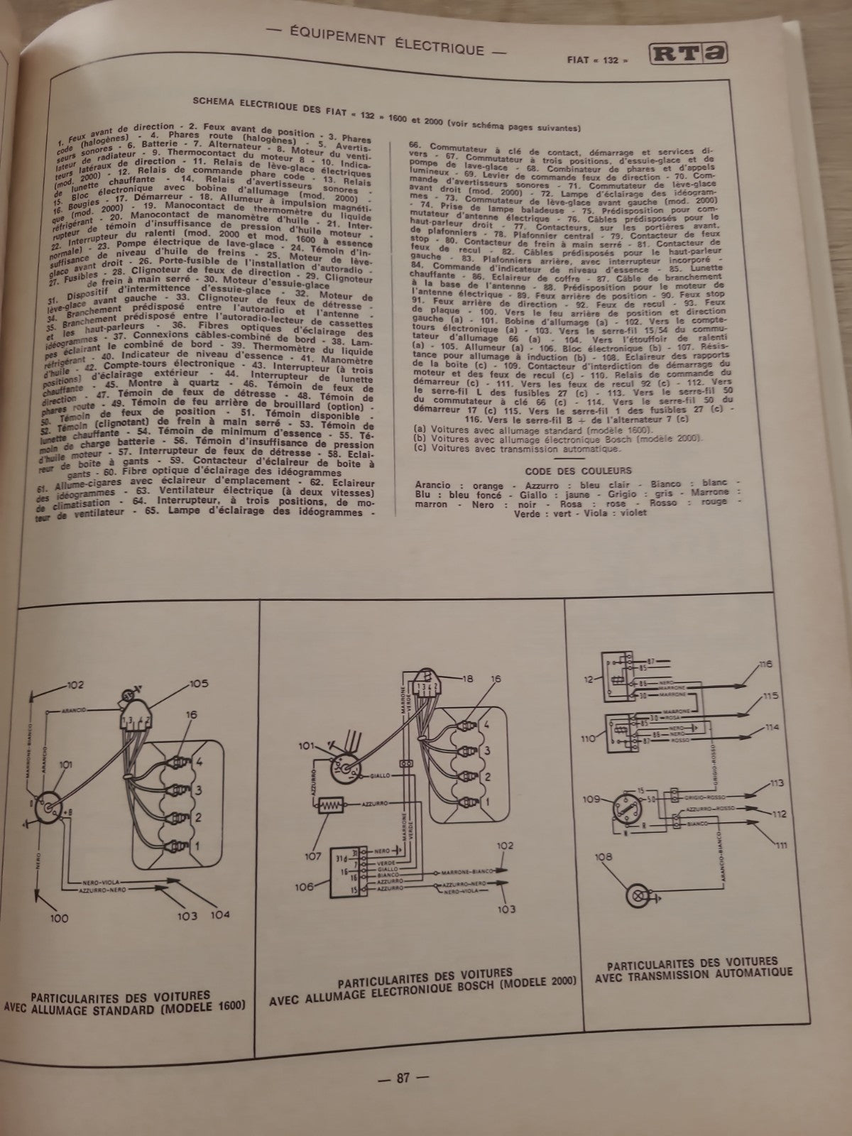 RTA Revue Technique Automobile Renaukt 15 Tl Ts Fiat 132 1978 (Liv227)