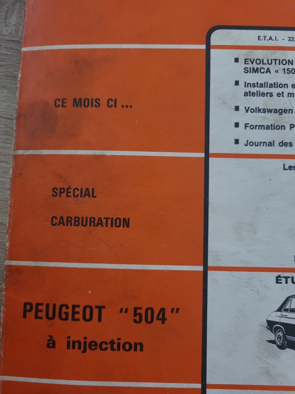 RTA Revue Technique Automobile Peugeot 504 Injection État Moyen 1970 (Liv172)