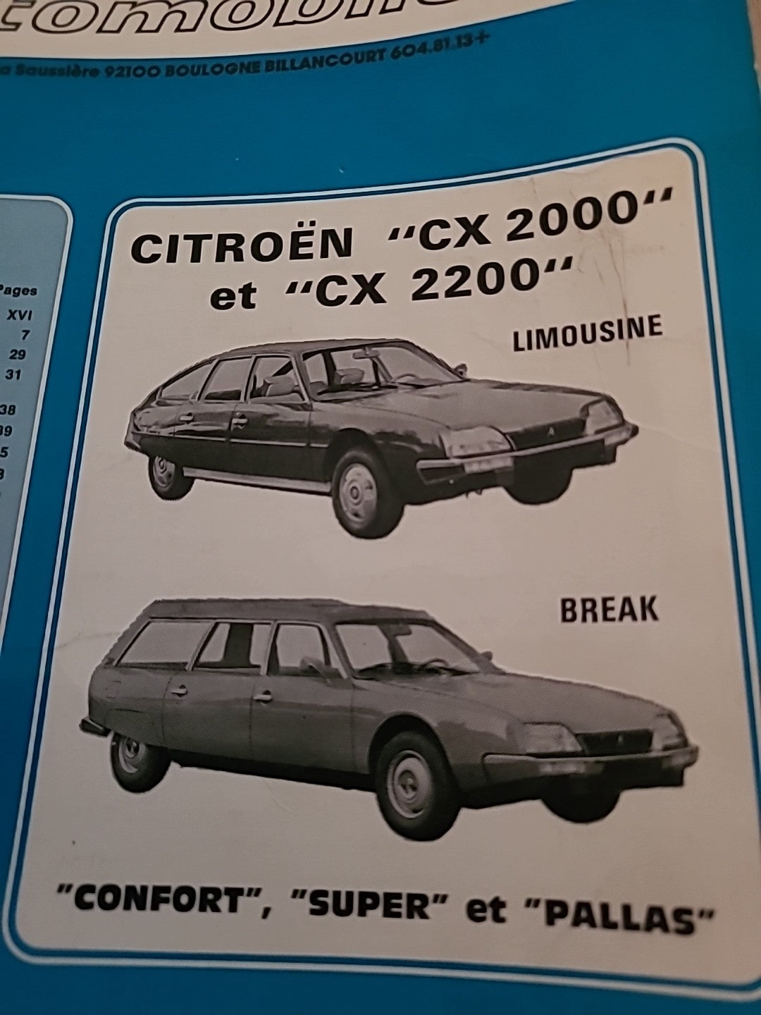 Revue Technique CITROEN CX 2000 2200 RTA de 104 pages (Liv61)