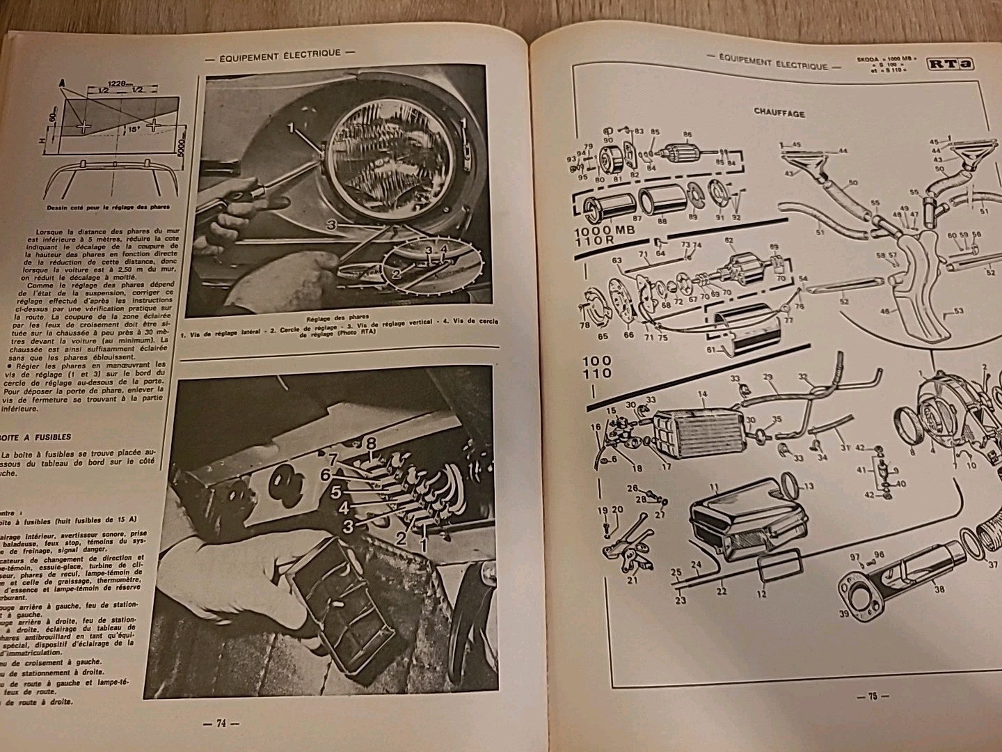 Revue Technique SKODA 1000 1100 MB S100 S110 RTA de 129 pages (Liv15)