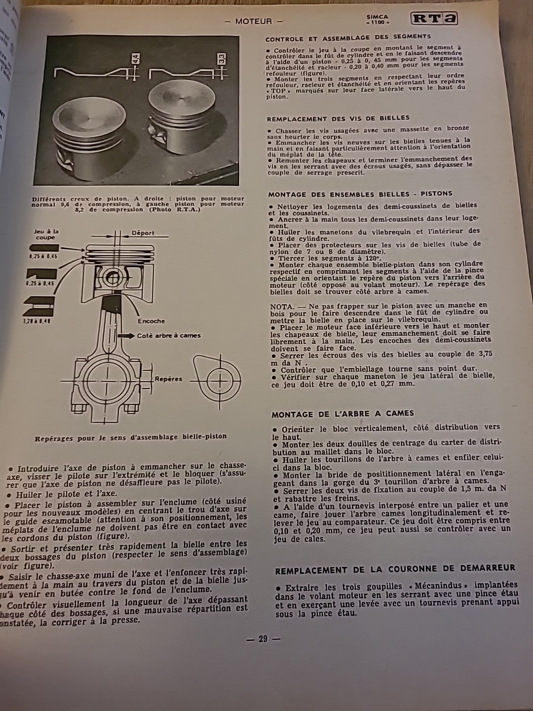 Revue Technique Auto SIMCA 1100 RTA de 130 pages (Liv85)