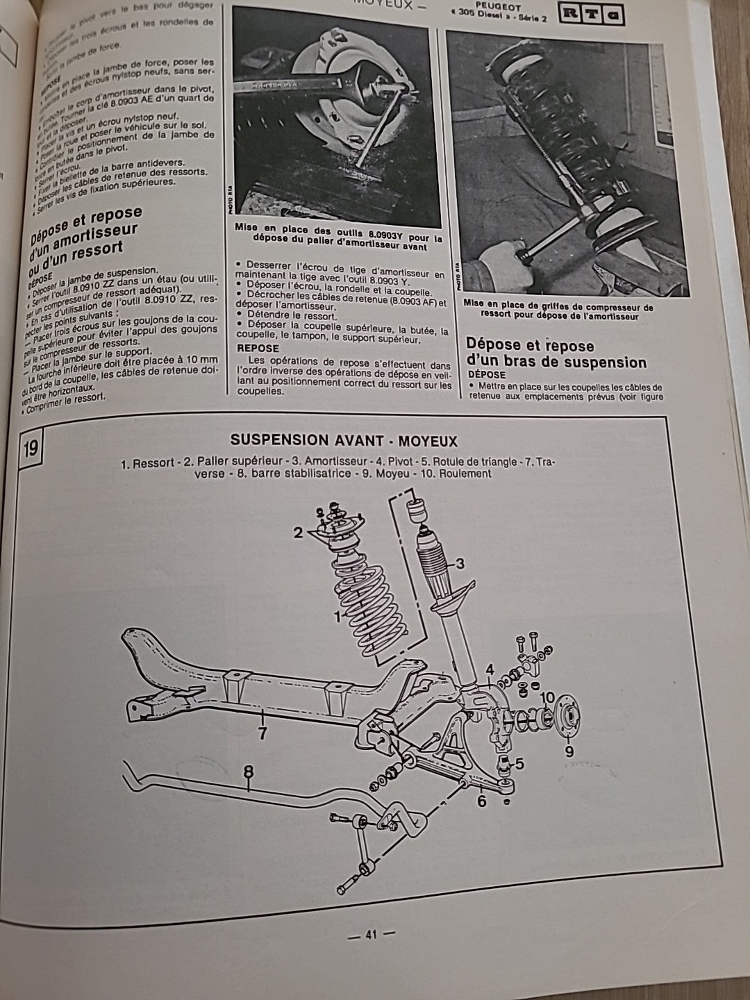 Revue Technique PEUGEOT 305 DIESEL PH2 RTA de 74 pages (Liv47)