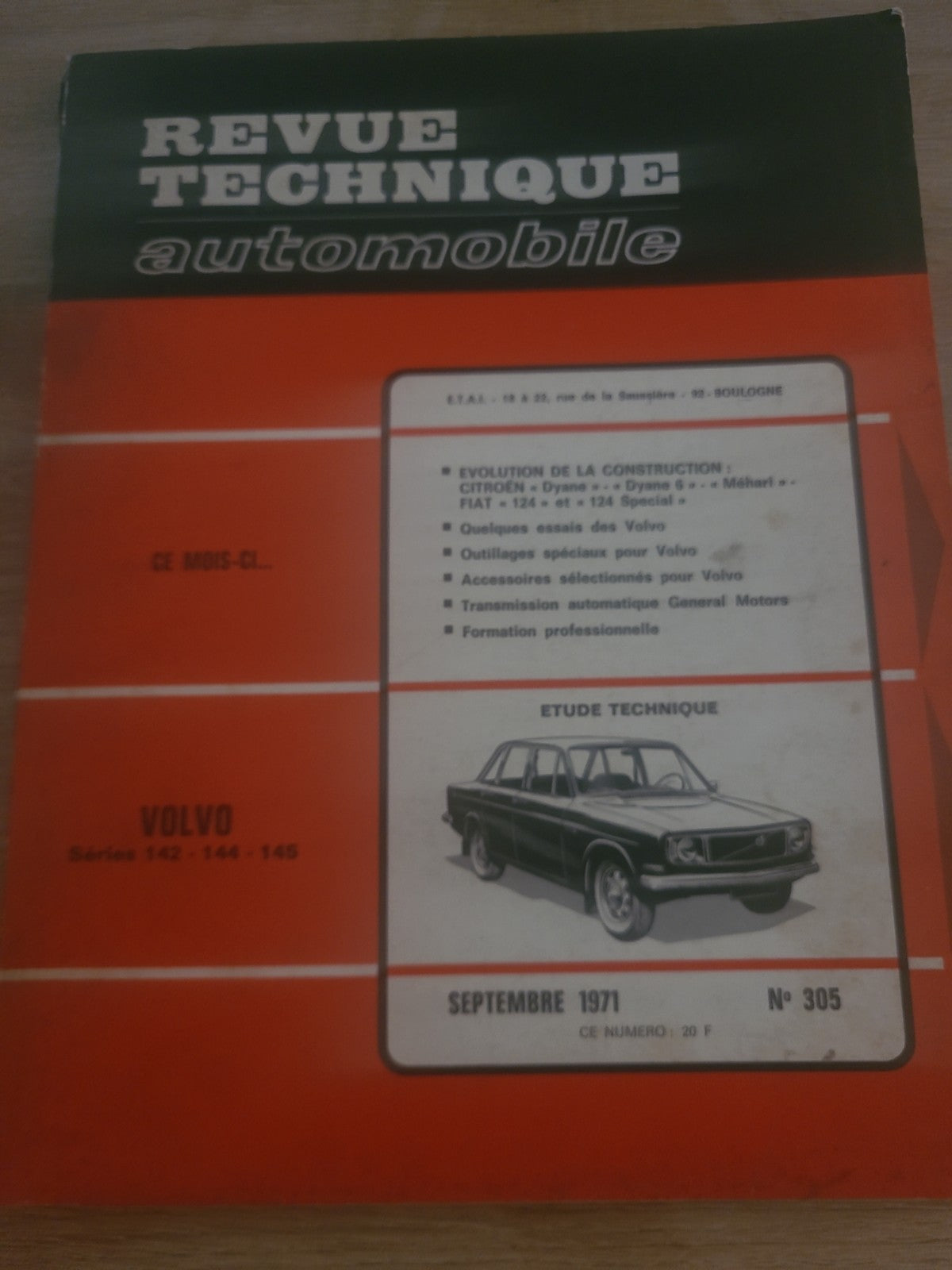 RTA Revue Technique Automobile Volvo 142 144 145 1971 (Liv231)
