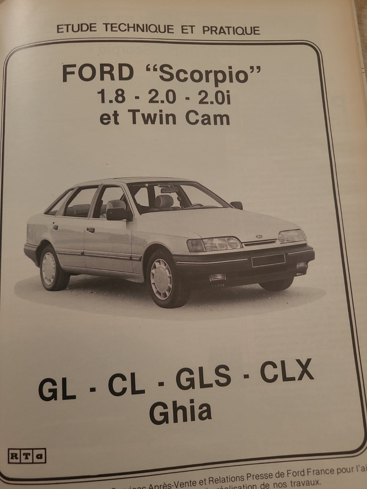 RTA Revue Technique Automobile Ford Scorpio Essence 1989 (Liv188)
