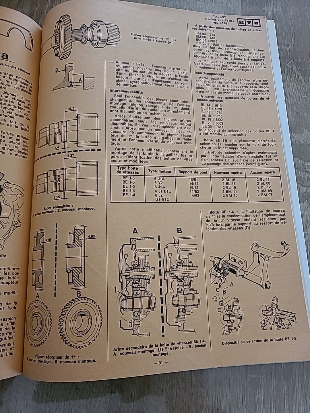 Revue Technique PEUGEOT 205 DIESEL TALBOT SOLARA 1510 de 138 pages (Liv49)
